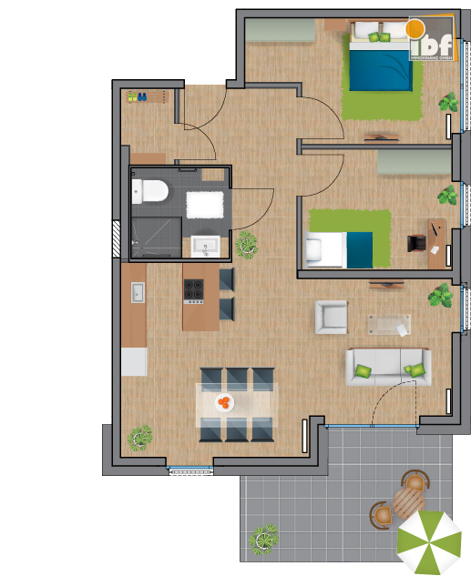 Erdgeschosswohnung Alsdorf / Ofden mieten Phi: Grundriss WE 17 Haus 1.2 Alsdorf am Weiher Immobilienmakler Alsdorf / Ofden Erdgeschosswohnung mieten mit Immobilienbewertung