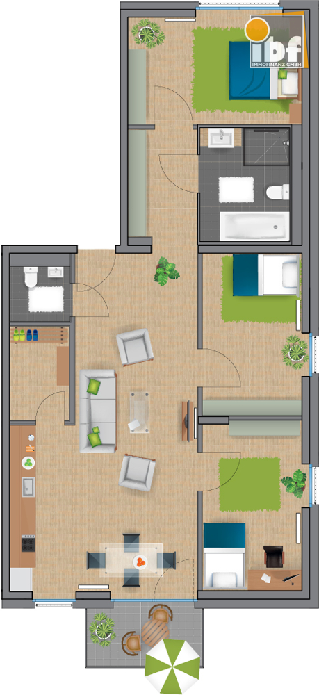 Etagenwohnung Alsdorf / Ofden mieten Phi: Grundriss WE 4 Haus 6 Alsdorf am Weiher Immobilienmakler Alsdorf / Ofden Etagenwohnung mieten mit Immobilienbewertung