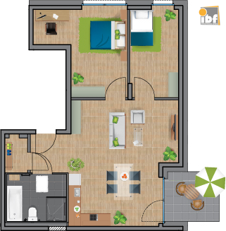 Etagenwohnung Alsdorf / Ofden mieten Phi: Grundriss WE 6 Haus 1.3 Alsdorf am Weiher Immobilienmakler Alsdorf / Ofden Etagenwohnung mieten mit Immobilienbewertung