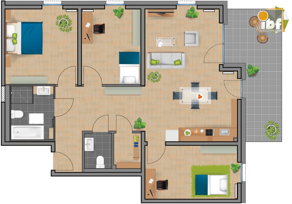 Etagenwohnung Alsdorf / Ofden mieten Phi: Grundriss WE 14 Haus 3.2 Alsdorf am Weiher Immobilienmakler Alsdorf / Ofden Etagenwohnung mieten mit Immobilienbewertung