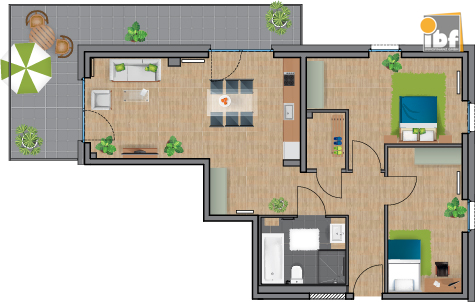 Etagenwohnung Alsdorf / Ofden mieten Phi: Grundriss WE 14 Haus 1.1 Alsdorf am Weiher Immobilienmakler Alsdorf / Ofden Etagenwohnung mieten mit Immobilienbewertung