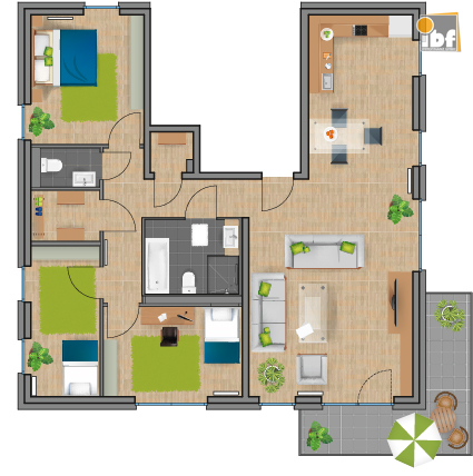Penthouse-Wohnung Alsdorf / Ofden kaufen Phi: Grundriss WE 7 Haus 7 Alsdorf am Weiher Immobilienmakler Alsdorf / Ofden Penthouse-Wohnung kaufen mit Immobilienbewertung
