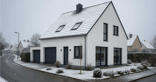 Immobilienverkauf im Winter- Einfamilienhaus in ruhiger winterlichen Umgebung