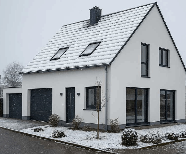 Immobilienverkauf im Winter- Einfamilienhaus in ruhiger winterlichen Umgebung