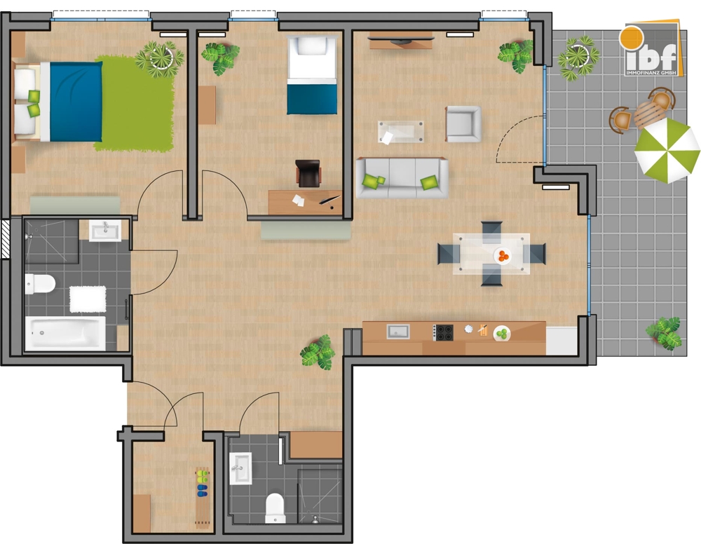 Etagenwohnung Alsdorf / Ofden mieten Phi: Grundriss WE 14 Haus 2.2 Alsdorf am Weiher Immobilienmakler Alsdorf / Ofden Etagenwohnung mieten mit Immobilienbewertung