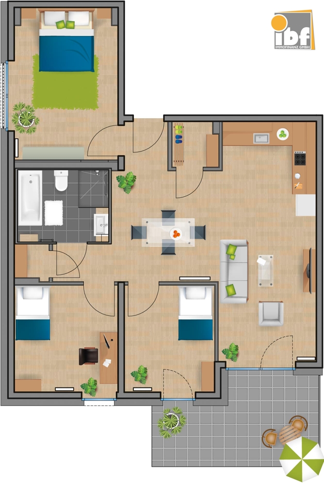 Etagenwohnung Alsdorf / Ofden kaufen Phi: Grundriss WE 19 Haus 3.2 Alsdorf am Weiher Immobilienmakler Alsdorf / Ofden Etagenwohnung kaufen mit Immobilienbewertung
