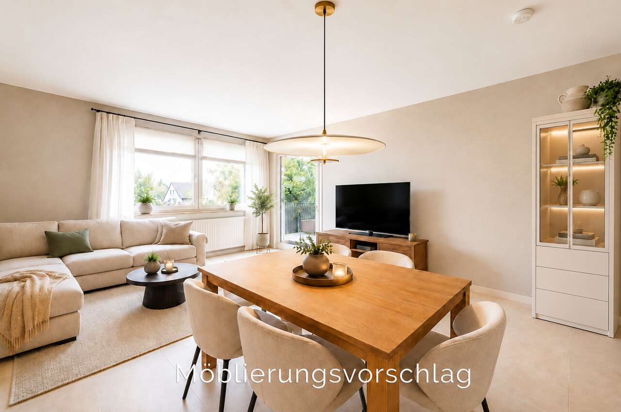 Etagenwohnung Aachen kaufen Phi: Wohnzimmer visualisiert u beschriftet Immobilienmakler Aachen Etagenwohnung kaufen mit Immobilienbewertung