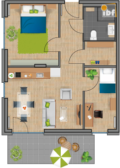 Erdgeschosswohnung Alsdorf / Ofden kaufen Phi: Grundriss WE 2 Haus 7 Alsdorf am Weiher Immobilienmakler Alsdorf / Ofden Erdgeschosswohnung kaufen mit Immobilienbewertung